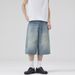 LKTM Men's Washed Wide Leg Cropped Jeans Summer Style Loose Fit Slimming Straight Leg Shorts for Men And Women_viptrois.com