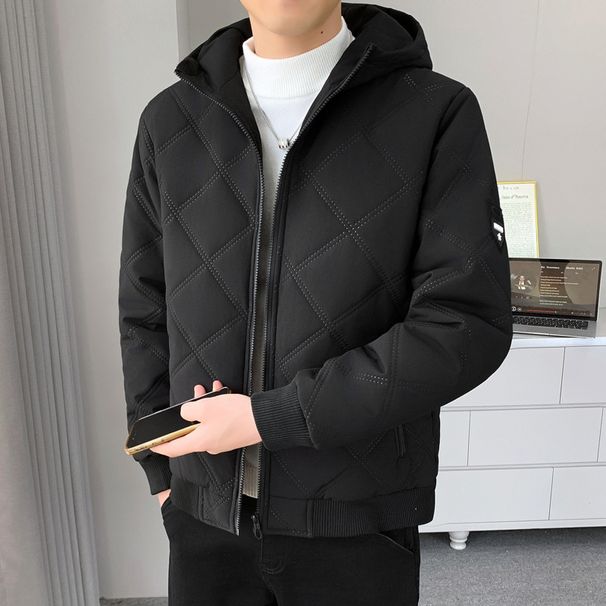 Trendy Hooded Winter Jacket For Men – Thickened Fleece-Lined Zip-Up Coat With Zipper Pockets_viptrois.com
