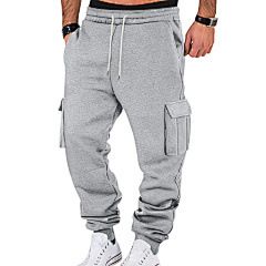 Men's Clothing Autumn And Winter Heavyweight American Overalls Men's Fleece Large Size Multi Pocket Casual Sports Cuffed Pants_viptrois.com