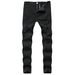 Men's Casual Ripped Jeans Tight Trousers Mid Waist Standard Thickness Slight Stretch Machine Washable Product_viptrois.com