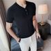 Men's Clothing Short Sleeved T Shirt Thin Handsome Tops V Neck Knitted Bottoming Shirt_viptrois.com