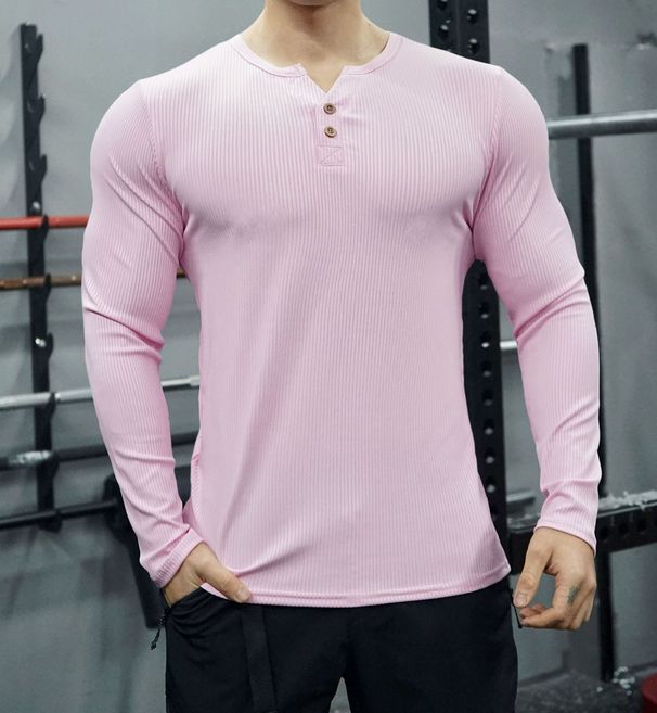 Men's Performance Half-Button Training Tee – Breathable Slim Fit Basketball & Running Shirt (White/Black/Pinkish/Blue/Dark Gray, S-XXXL)_viptrois.com