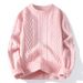 Cross-Border European And American Multi-Color Cable Knit Couple 2025 New Knitted Sweater Lazy Style Retro Loose_viptrois.com