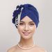New Women's Flower Pearl Accessories Elegant Fashion Muslim Turban Hat Chemotherapy Hat Headscarf Hat_viptrois.com