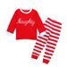 Children's spring and autumn Christmas boys and girls letter long sleeve striped homewear children set ins_viptrois.com