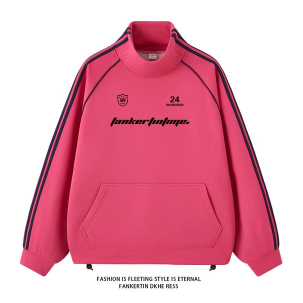 Men's Clothing Contrast Color Three Bar Cardigan Sweatshirt Men's Trendy Brand Loose Casual Stand Up Collar Jacket Heavyweight Couple Sports Tops_viptrois.com