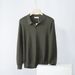 Men's Retro Solid Color Polo Collar Knit Sweater – Slim Fit Autumn Base Layer (Black/Brown/Army Green) – Sizes M To 3XL_viptrois.com