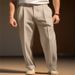 Men's Clothing Formal Business Suit With Pleated Buttons And Slanted Pockets, Solid Color, Comfortable Everyday Straight Leg Fashion Trousers_viptrois.com