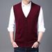 New Men's Wool Yarn Knitted Vest Vest Sweater Solid Color Casual Sweater Sleeveless Vest Manufacturer Knitted Cardigan Men_viptrois.com