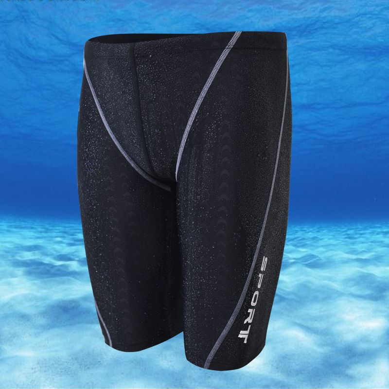 Men's Swimming Trunks New Quick Drying Swimming Pool Training Mid Length Professional Coach Anti Embarrassment Sunscreen Hot Spring Swimming Trunks_viptrois.com