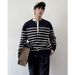 New Striped Cardigan Jacket, Knitted Sweater, Men's And Women's Round Neck_viptrois.com