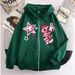 Threaded Hem Unisex Casual Zipper Jacket Street Style Printed Star Pony Hoodie_viptrois.com