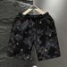 Men's Summer Quick Dry Shorts Fashionable Trendy Loose Fit Five Point Beach Shorts With Letter Print_viptrois.com