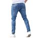 Distressed Herren Jeans Denim Löcher Skinny Vintage Wash Solid Bleistifthose 2024, Knöchellang, Mantel, Punk-Stil, Taschen, Schlank_viptrois.com