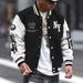 Men's Letter Print Baseball Jacket – Oversized Varsity Bomber With Stand Collar (XS-3XL, 8 Colors, 100% Polyester, Punk Streetwear)_viptrois.com