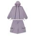 Men's Outdoor Sports Set Breathable Sun Protection Hooded Jacket Shorts With Dual Zipper Lightweight Polyester For Running Hiking (White/Grey/Purple)_viptrois.com