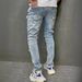 Men's Clothing 2024 New High-Quality Men's Worn-Out Stretch Jeans Skinny Jeans Men's Jeans_viptrois.com