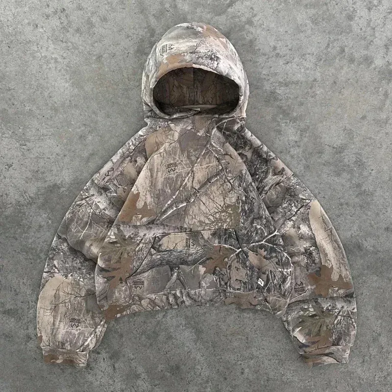 Y2K Retro Pullover Hoodie Men Camouflage Pattern Zipper Sweatshirt High Street Hip Hop Streetwear Oversized Unisex Camo_viptrois.com