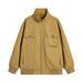 Men's Clothing Oversized Workwear Jacket - 100% Cotton Stand Collar Coat With Multi-Pockets, American Vintage Style For Autumn & Spring_viptrois.com
