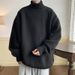 Men's High Neck Sweater, Thick And Loose, Handsome Youth Base Coat, Retro Knit Sweater_viptrois.com