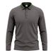 Classic Men's Long Sleeve Polo Shirt With Contrast Collar, Breathable & Wrinkle-Resistant For Business Casual & Everyday Wear_viptrois.com