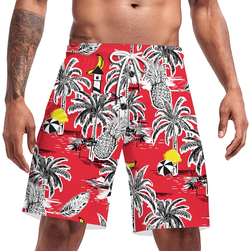 Men’s Clothing Summer New Beach Coconut Palm Creative 3D Digital Printing Beach Pants Men_viptrois.com