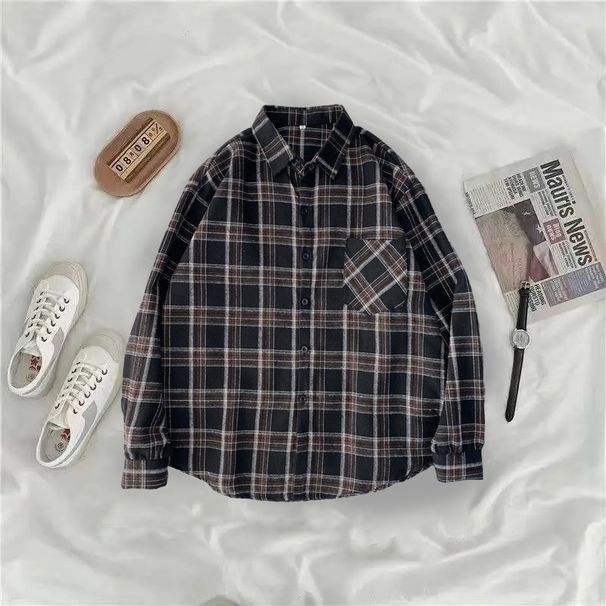2025 Vintage Plaid Shirts Frauen Herbst Langarm Oversize Button Up Hemd Koreanische Mode Casual Herbst Outwear Tops Blusas Mujer_viptrois.com