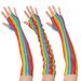 Women's Rainbow Fishnet Gloves - Colorful Hollow Mesh, Sexy Dance & Festival Party Costume Accessories (Stretchy & Glamorous)_viptrois.com