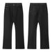 Men's Clothing Bajia Black Washed Retro Distressed Bootcut Scimitar Slim Flared All Match Denim Pants_viptrois.com