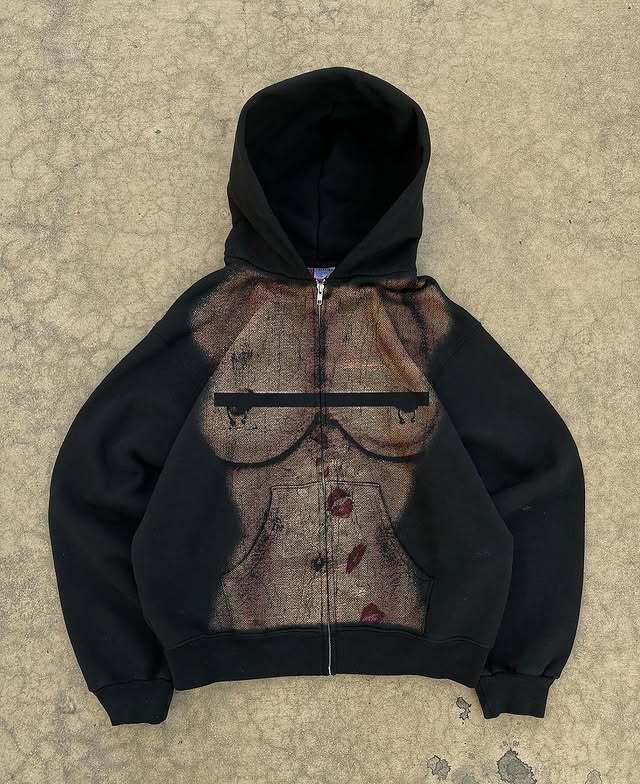 Men's Clothing Sweatshirt Slim Fit Hooded Zipper Street Trend Black Slim Fashion Coats_viptrois.com