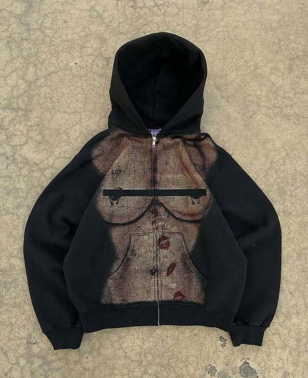 Men's Clothing Sweatshirt Slim Fit Hooded Zipper Street Trend Black Slim Fashion Coats_viptrois.com