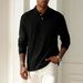 Men's Solid Color Lapel Button down Polo Shirt Long Sleeved Casual Everyday Style Versatile Top Cross Border Trade_viptrois.com