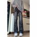 Men's Clothing High Street Thorn Jacquard Jeans Men's Retro Versatile Washed Flared Pants Straight Trousers_viptrois.com