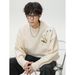 Textured Floral Embroidered Sweater Men's Loose Pullover Knitted Sweater Thickened Thermal Thread Jacket_viptrois.com