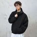 Nordmann 3D Split Half-Zip For Men, Autumn And Winter New Heavyweight Thickened Half-Turtle Neck Raglan Sleeve Hoodie Jacket_viptrois.com