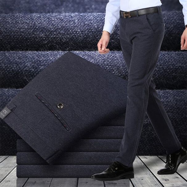Men's Wear 2025 Loose Straight Casual Business High Waist Stretch Long Pants Autumn Winter Thickened Middle-aged_viptrois.com