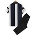 Men's Summer Patchwork Short Sleeved Shirt Set Black And White Casual Straight Leg Trousers Two-Piece Factory Wholesale_viptrois.com
