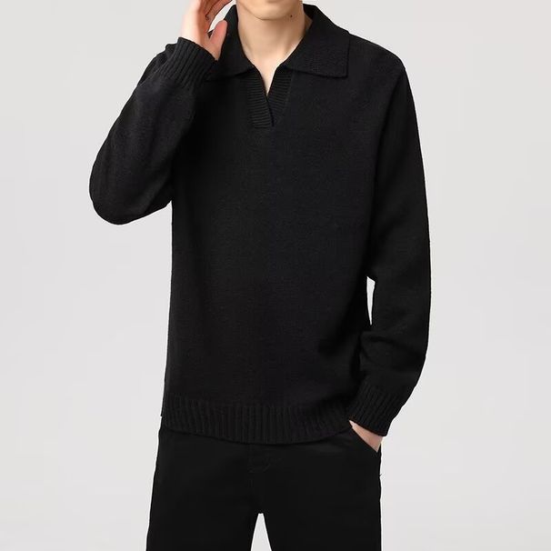 Men's Vintage Style Button Collar Long Sleeve Knit Sweater Autumn/Winter Fashion Top_viptrois.com