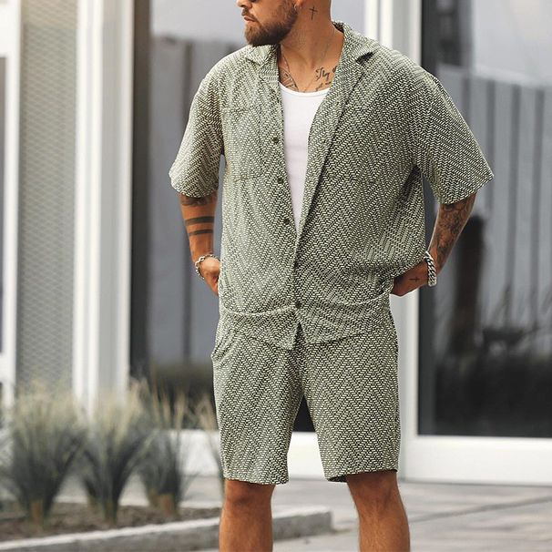 Men's Clothing Men's Summer Suit Men's Spring And Summer Sports Suit Shirt Versatile Shorts Two Piece Suit_viptrois.com