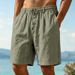 Men's Casual Loose Linen Shorts Summer Simple Commuting Sports Beach Five Point Bottoms_viptrois.com