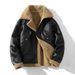 Men's Clothing loose large size winter new men's solid color casual lapel jacket leather fur 2209141_viptrois.com