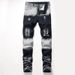Men's Clothing Elastic Trousers Zipper Decoration Jeans Men's Ripped White Tide Pants Men's Clothing_viptrois.com