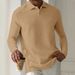 Men's Long Sleeve Polo Shirt Textured Fabric Casual Slim Fit Breathable Comfortable For Spring Autumn Workout Office Travel_viptrois.com