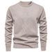 Men's Fleece-Lined Round Neck Pullover Sweater, Winter Warm Oversized Knit Top For Casual & Everyday Wear_viptrois.com