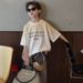 Heitaoqi 2025 New Summer Boys Korean Loose Spray Paint Old Short Sleeved T Shirt Children's Summer Clothes_viptrois.com