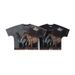 American-style Horse Year Print All-over Washed Vintage Loose One-piece Cut Short-sleeve T-shirt_viptrois.com