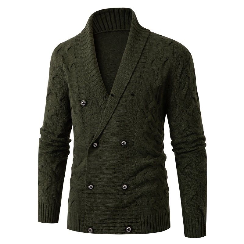 Loom Cross-Border Autumn New Casual Men's Solid Color Thickened European And American Style Knitted Cardigan Sweater Jacket_viptrois.com