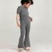 Mother & Kids Girls short-sleeved suit summer 2024 new solid color baby bell pants thin casual two-piece set trendy Korean version_viptrois.com