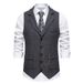 Men's Retro Herringbone Tweed Suit Vest Retro Lapel Horse Chain Armor Vest Detective Clothing_viptrois.com