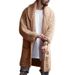 Loom European And American Quality Autumn Winter Fashion Mid-Length Cardigan Sweater Turn-Down Collar Long Sleeve_viptrois.com